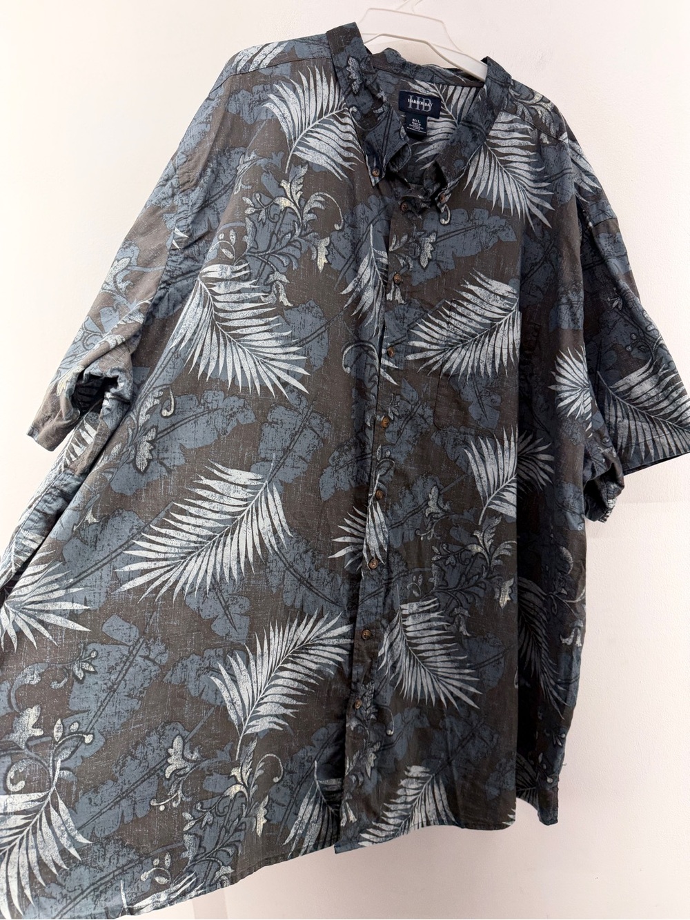 Harbor Bay Blue and Gray Tropical Button-Down Shirt - Picture 3 of 11